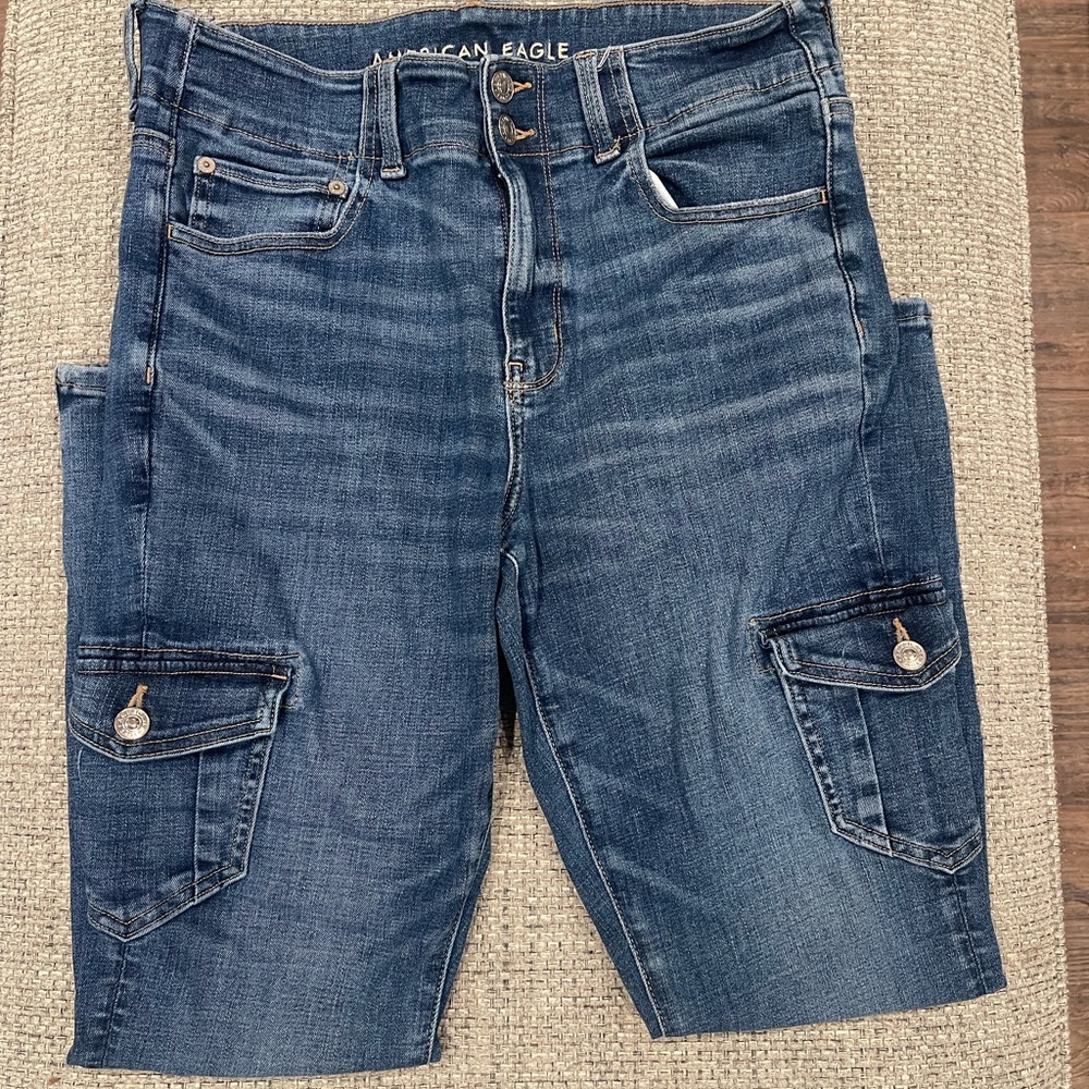 American Eagle Denim Cargo Skinny Jeans Sz 12